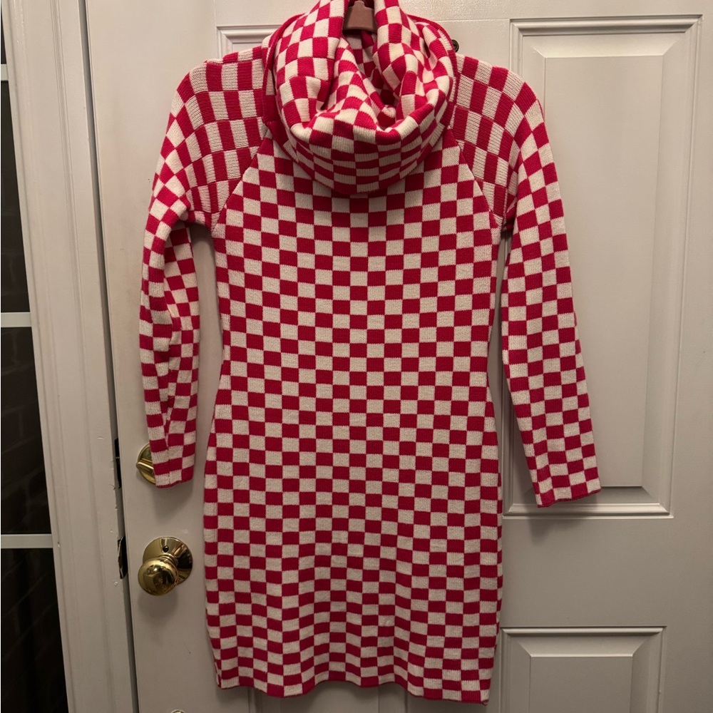Pink and White Checkered Mini Dress